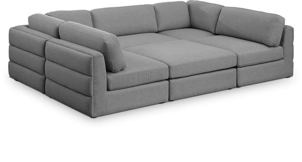 Meridian Furniture - Beckham Grey Durable Linen Textured Fabric Modular Sectional - 6Pc - 681Grey-Sec6A veiw 1