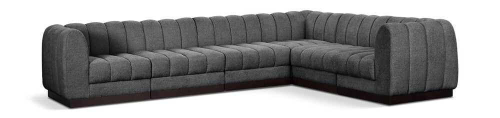 Meridian Furniture - Quinn Grey Chenille Fabric Modular Sectional - 6Pc - 124Grey-Sec6C veiw 1