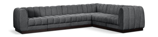 Meridian Furniture - Quinn Grey Chenille Fabric Modular Sectional - 6Pc - 124Grey-Sec6C veiw 1