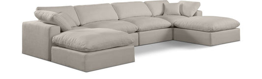 Meridian Furniture - Comfy Beige Linen Textured Fabric Modular Sectional - 6Pc - 187Beige-Sec6B veiw 1