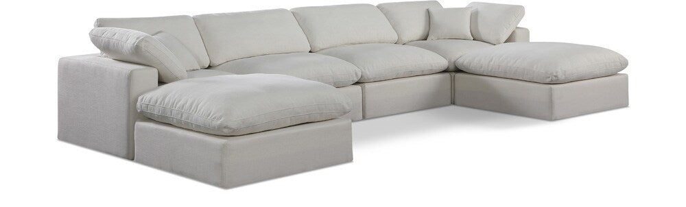 Meridian Furniture - Comfy Cream Linen Textured Fabric Modular Sectional - 6Pc - 187Cream-Sec6B veiw 1