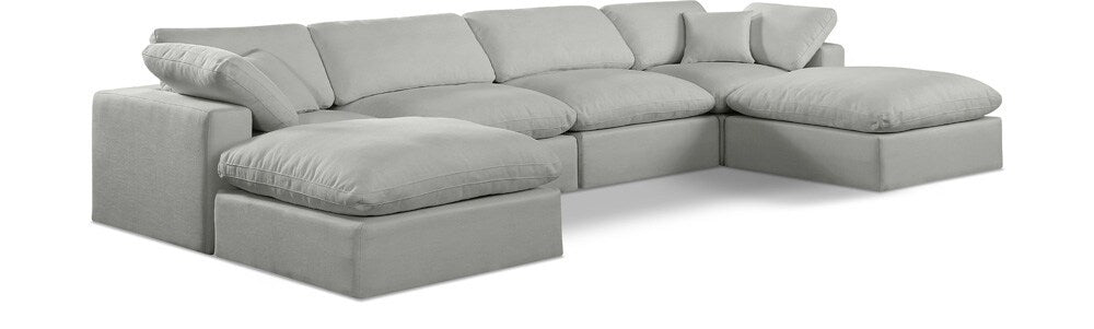 Meridian Furniture - Comfy Grey Linen Textured Fabric Modular Sectional - 6Pc - 187Grey-Sec6B veiw 1