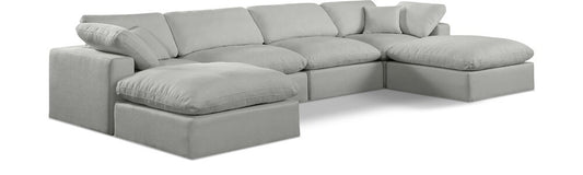 Meridian Furniture - Comfy Grey Linen Textured Fabric Modular Sectional - 6Pc - 187Grey-Sec6B veiw 1