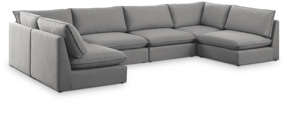 Meridian Furniture - Mackenzie Grey Durable Linen Textured Modular Sectional - 6Pc - 688Grey-Sec6C veiw 1