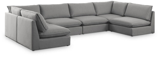 Meridian Furniture - Mackenzie Grey Durable Linen Textured Modular Sectional - 6Pc - 688Grey-Sec6C veiw 1