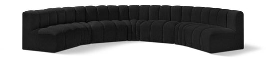 Meridian Furniture - Arc Black Boucle Fabric Modular Sofa - 7Pc - 102Black-S7B veiw 1
