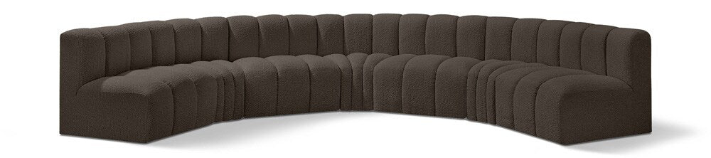 Meridian Furniture - Arc Brown Boucle Fabric Modular Sofa - 7Pc - 102Brown-S7B veiw 1