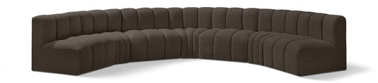 Meridian Furniture - Arc Brown Boucle Fabric Modular Sofa - 7Pc - 102Brown-S7B veiw 1