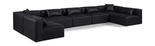 Meridian Furniture - Cube Black Vegan Leather Modular Sectional - 7Pc - 668Black-Sec7B veiw 1