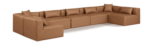 Meridian Furniture - Cube Brown Vegan Leather Modular Sectional - 7Pc - 668Brown-Sec7B veiw 1