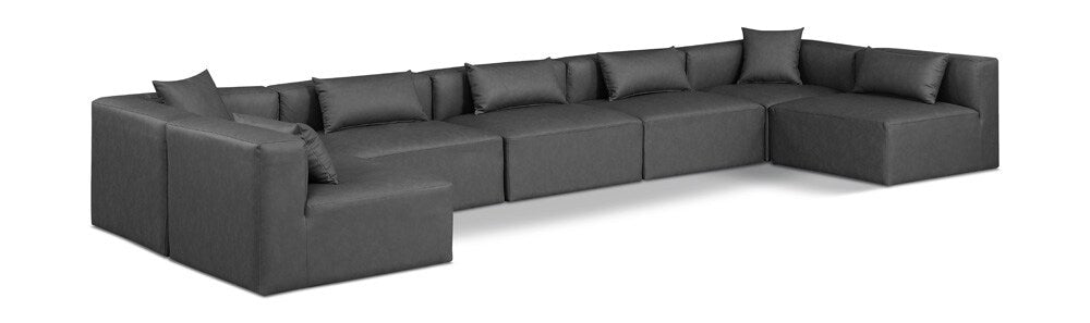 Meridian Furniture - Cube Charcoal Grey Vegan Leather Modular Sectional - 7Pc - 668Grey-Sec7B veiw 1