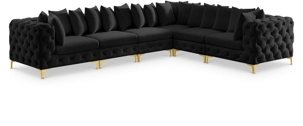 Meridian Furniture - Tremblay Black Velvet Modular Sectional - 6Pc - 686Black-Sec6A veiw 1