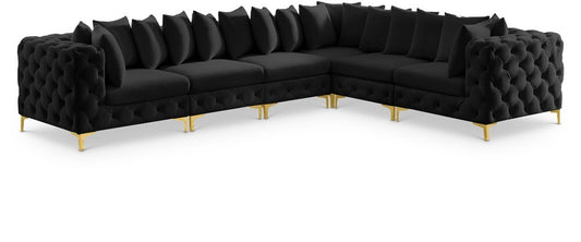 Meridian Furniture - Tremblay Black Velvet Modular Sectional - 6Pc - 686Black-Sec6A veiw 1