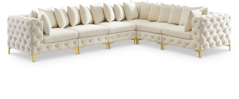 Meridian Furniture - Tremblay Cream Velvet Modular Sectional - 6Pc - 686Cream-Sec6A veiw 1