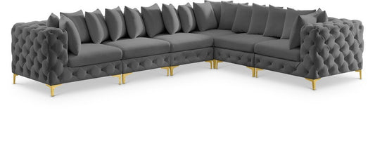 Meridian Furniture - Tremblay Grey Velvet Modular Sectional - 6Pc - 686Grey-Sec6A veiw 1