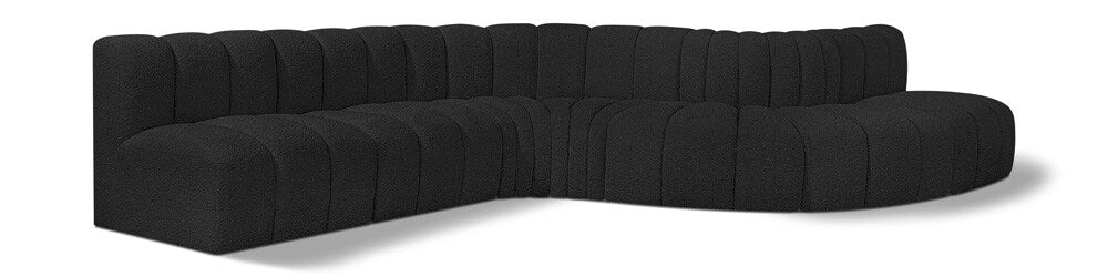 Meridian Furniture - Arc Black Boucle Fabric Modular Sofa - 7Pc - 102Black-S7C veiw 1