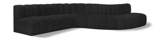 Meridian Furniture - Arc Black Boucle Fabric Modular Sofa - 7Pc - 102Black-S7C veiw 1
