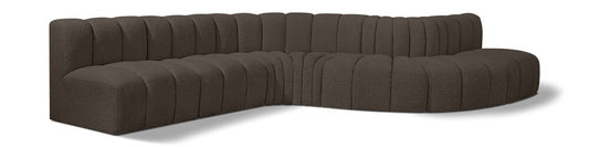 Meridian Furniture - Arc Brown Boucle Fabric Modular Sofa - 7Pc - 102Brown-S7C veiw 1