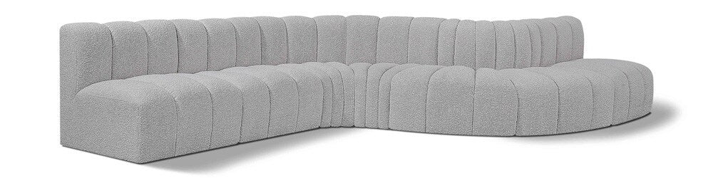 Meridian Furniture - Arc Grey Boucle Fabric Modular Sofa - 7Pc - 102Grey-S7C veiw 1