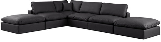 Meridian Furniture - Comfy Black Vegan Leather Modular Sectional - 6Pc - 188Black-Sec6E veiw 1