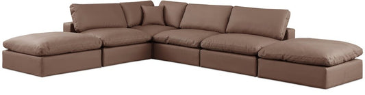 Meridian Furniture - Comfy Brown Vegan Leather Modular Sectional - 6Pc - 188Brown-Sec6E veiw 1