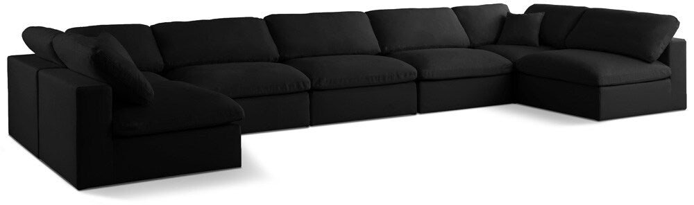 Meridian Furniture - Plush Black Velvet Standard Comfort Modular Sectional - 7Pc - 602Black-Sec7B veiw 1