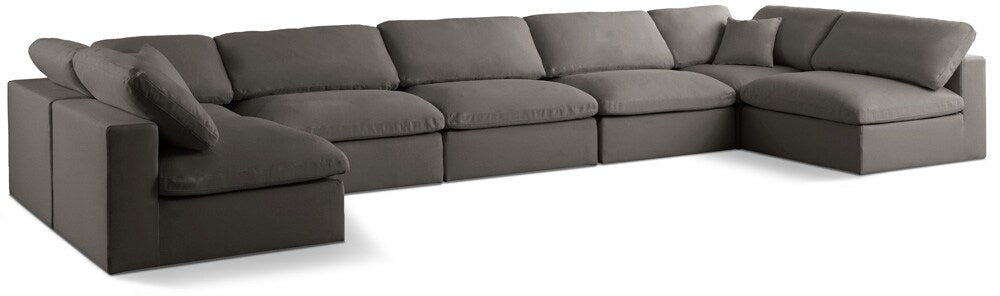 Meridian Furniture - Plush Grey Velvet Standard Comfort Modular Sectional - 7Pc - 602Grey-Sec7B veiw 1