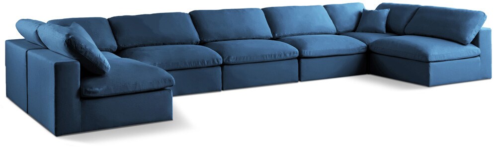 Meridian Furniture - Plush Navy Velvet Standard Comfort Modular Sectional - 7Pc - 602Navy-Sec7B veiw 1