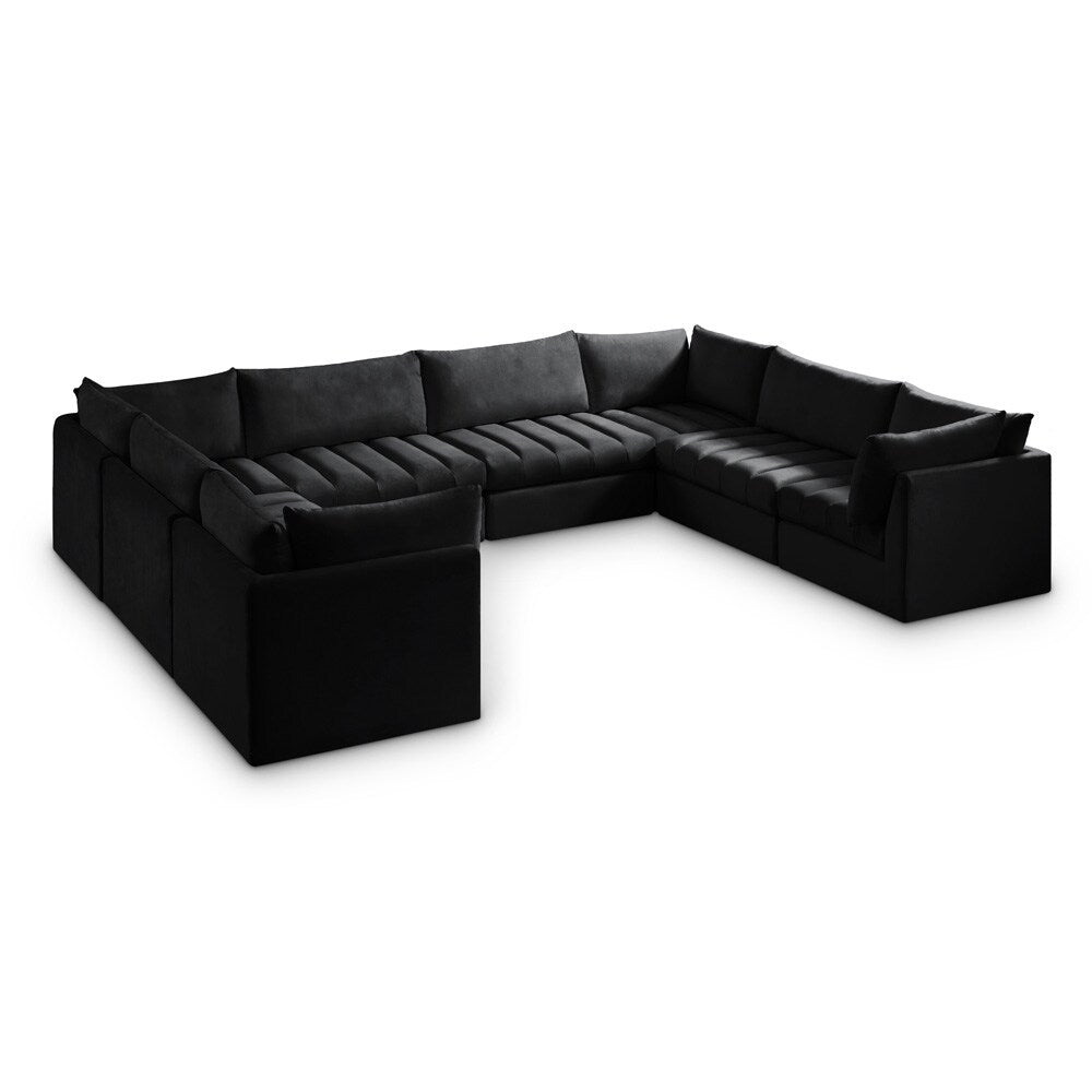 Meridian Furniture - Jacob Black Velvet Modular Sectional - 8Pc - 649Black-Sec8A veiw 1