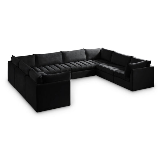 Meridian Furniture - Jacob Black Velvet Modular Sectional - 8Pc - 649Black-Sec8A veiw 1