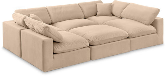 Meridian Furniture - Comfy Beige Velvet Modular Sectional - 6Pc - 189Beige-Sec6C veiw 1