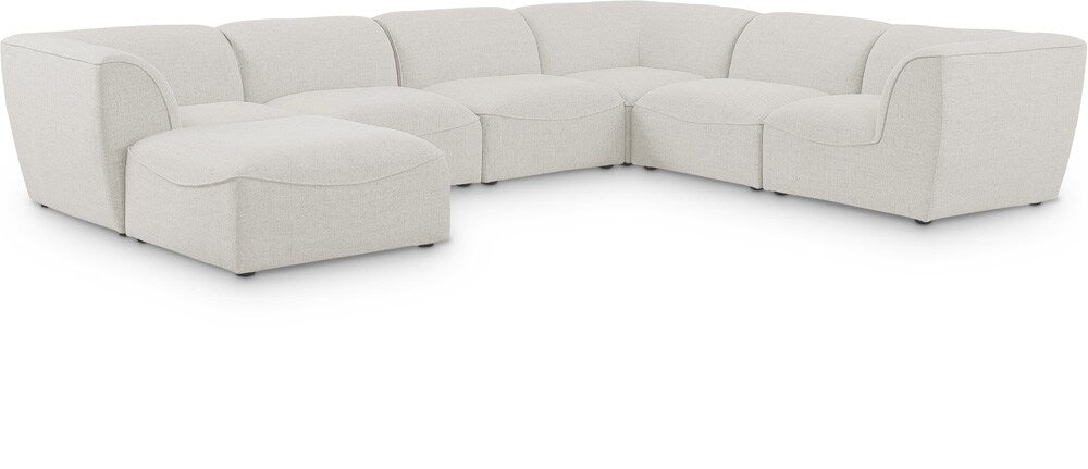 Meridian Furniture - Miramar Cream Durable Linen Textured Modular Sectional - 7Pc - 683Cream-Sec7A veiw 1