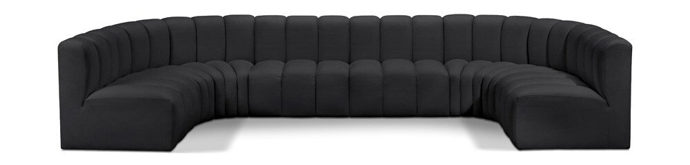 Meridian Furniture - Arc Black Vegan Leather Modular Sofa - 8Pc - 101Black-S8A veiw 1