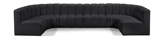 Meridian Furniture - Arc Black Vegan Leather Modular Sofa - 8Pc - 101Black-S8A veiw 1