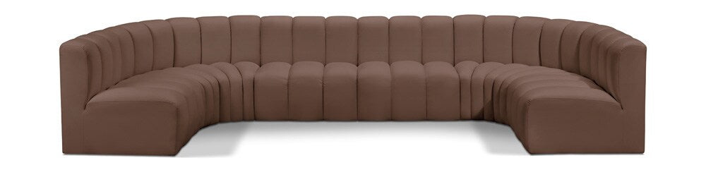 Meridian Furniture - Arc Brown Vegan Leather Modular Sofa - 8Pc - 101Brown-S8A veiw 1
