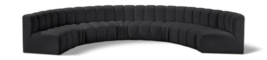 Meridian Furniture - Arc Black Vegan Leather Modular Sofa - 8Pc - 101Black-S8B veiw 1