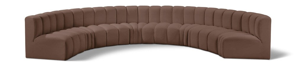 Meridian Furniture - Arc Brown Vegan Leather Modular Sofa - 8Pc - 101Brown-S8B veiw 1