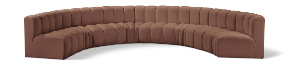 Meridian Furniture - Arc Cognac Vegan Leather Modular Sofa - 8Pc - 101Cognac-S8B veiw 1