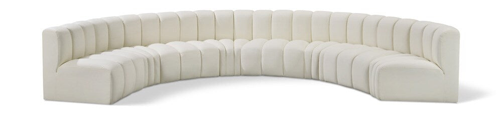 Meridian Furniture - Arc Cream Vegan Leather Modular Sofa - 8Pc - 101Cream-S8B veiw 1
