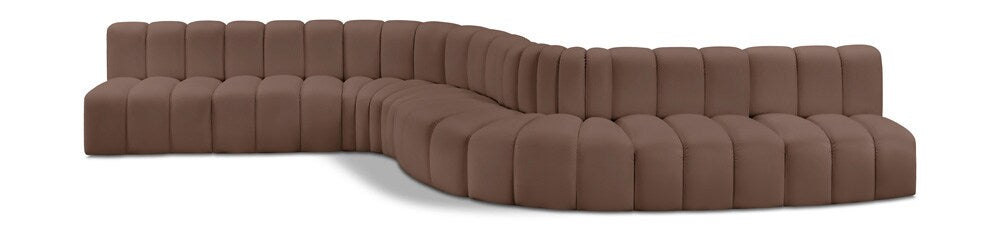 Meridian Furniture - Arc Brown Vegan Leather Modular Sofa - 8Pc - 101Brown-S8C veiw 1