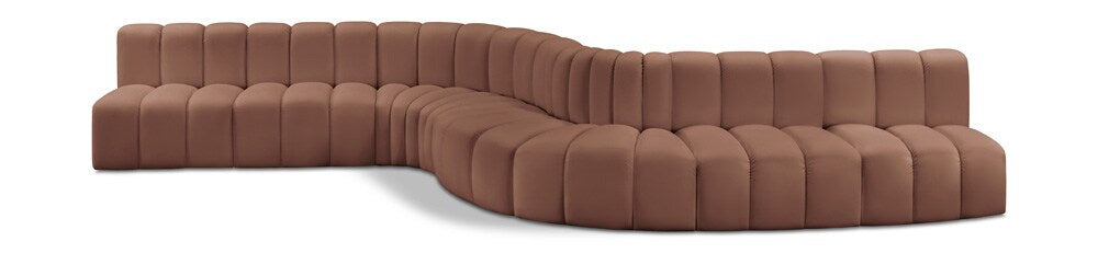 Meridian Furniture - Arc Cognac Vegan Leather Modular Sofa - 8Pc - 101Cognac-S8C veiw 1