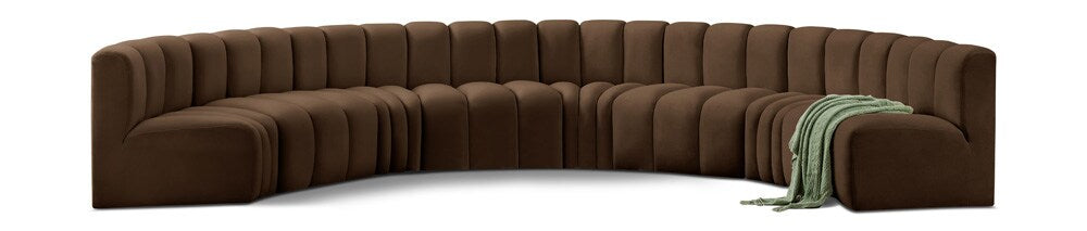 Meridian Furniture - Arc Brown Velvet Modular Sofa - 8Pc - 103Brown-S8B veiw 1