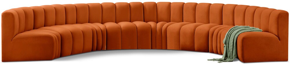 Meridian Furniture - Arc Cognac Velvet Modular Sofa - 8Pc - 103Cognac-S8B veiw 1