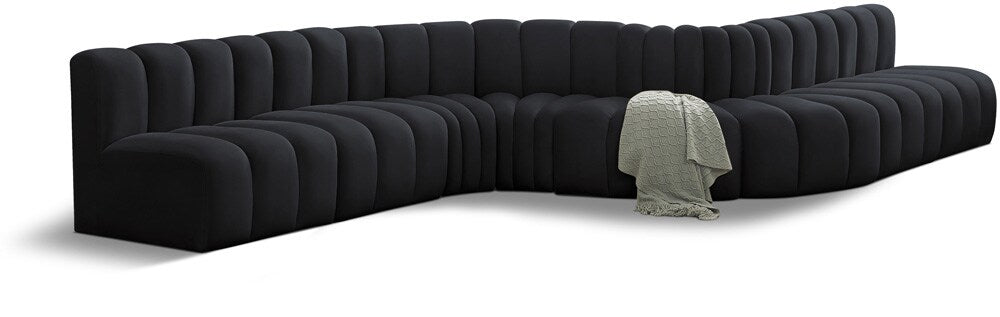 Meridian Furniture - Arc Black Velvet Modular Sofa - 8Pc - 103Black-S8C veiw 1
