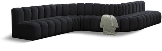 Meridian Furniture - Arc Black Velvet Modular Sofa - 8Pc - 103Black-S8C veiw 1