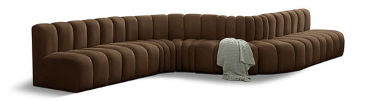 Meridian Furniture - Arc Brown Velvet Modular Sofa - 8Pc - 103Brown-S8C veiw 1