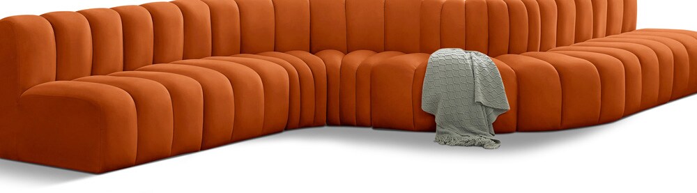 Meridian Furniture - Arc Cognac Velvet Modular Sofa - 8Pc - 103Cognac-S8C veiw 1