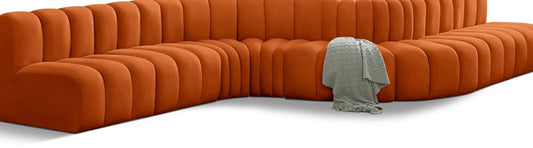 Meridian Furniture - Arc Cognac Velvet Modular Sofa - 8Pc - 103Cognac-S8C veiw 1