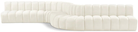 Meridian Furniture - Arc Cream Velvet Modular Sofa - 8Pc - 103Cream-S8C veiw 1