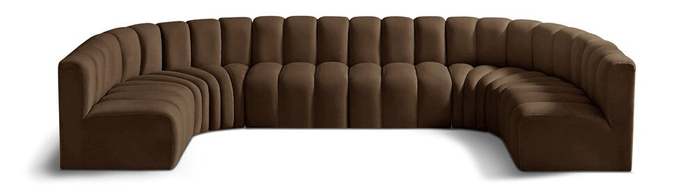 Meridian Furniture - Arc Brown Velvet Modular Sofa - 8Pc - 103Brown-S8A veiw 1